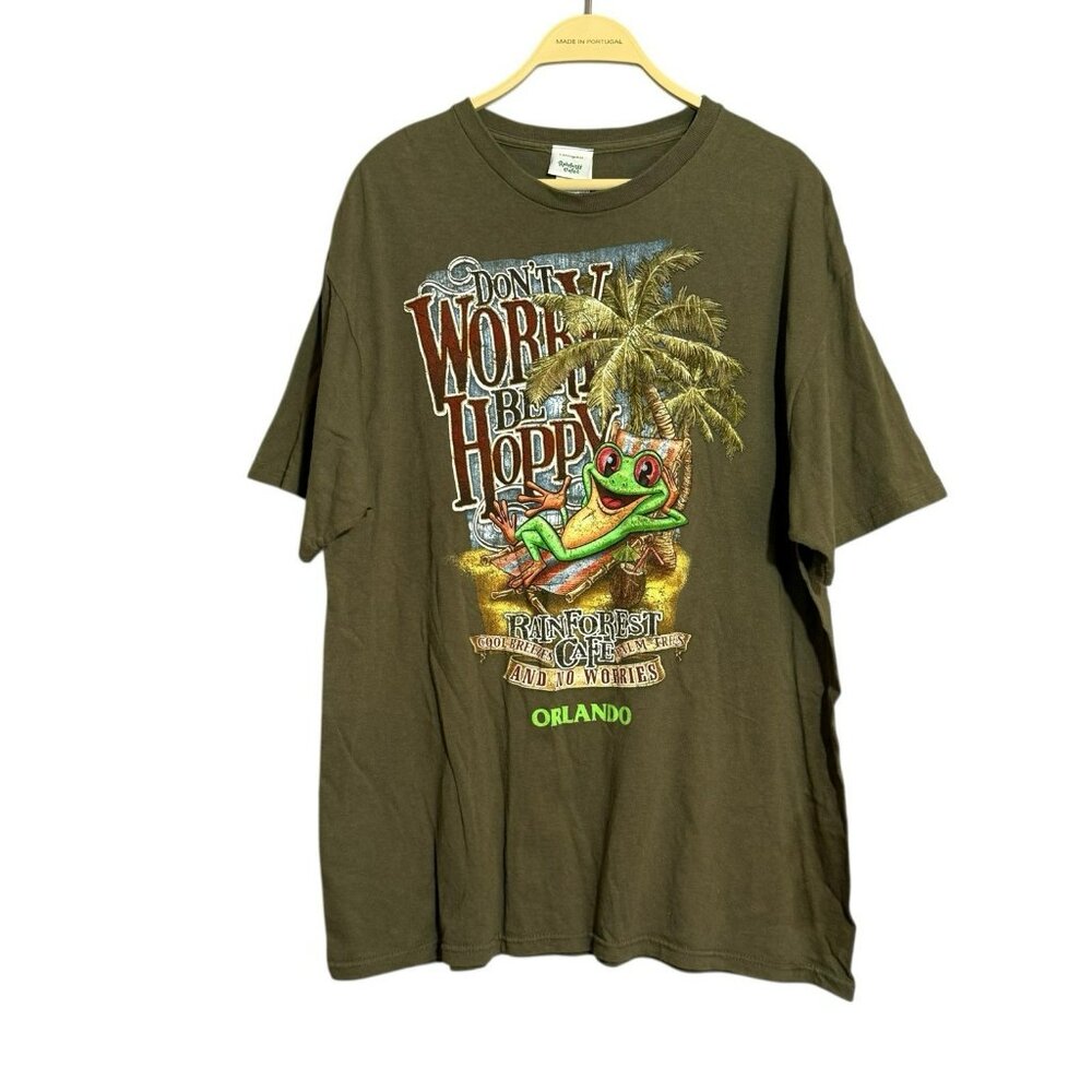 Rainforest Cafe Orlando TShirt Souvenir Men Size XL Beach Frog No Worry Be Happy
